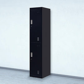 2-Door Vertical Locker for Office Gym Shed School Home Storage - 0