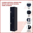 2-Door Vertical Locker for Office Gym Shed School Home Storage-3