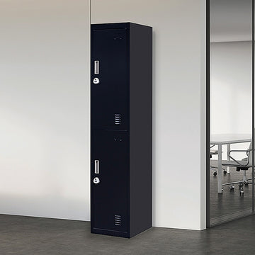 2-Door Vertical Locker for Office Gym Shed School Home Storage - 0