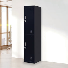 2-Door Vertical Locker for Office Gym Shed School Home Storage - 0