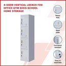 4-Door Vertical Locker for Office Gym Shed School Home Storage-3