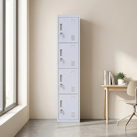 4-Door Vertical Locker for Office Gym Shed School Home Storage - 0