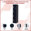 4-Door Vertical Locker for Office Gym Shed School Home Storage-3