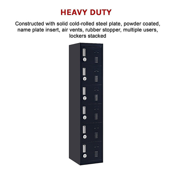 6-Door Locker for Office Gym Shed School Home Storage
