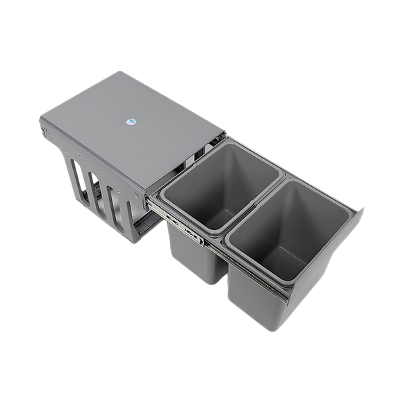 2x 15L Pull Out Trash Bin Dual Kitchen Garbage Waste Basket Cabinet Bin