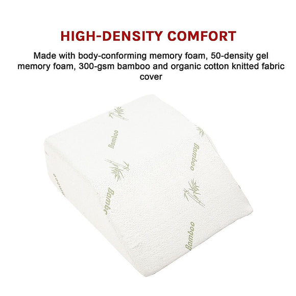Cool Gel Memory Foam Wedge Pillow with Bamboo Cover for Bed & Lounge Comfort