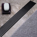 900mm Bathroom Shower Black Grate Drain w/Centre outlet Floor Waste Square Pattern-1