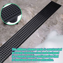 900mm Bathroom Shower Black Grate Drain w/Centre outlet Floor Waste Square Pattern-4