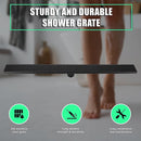 900mm Bathroom Shower Black Grate Drain w/Centre outlet Floor Waste Square Pattern-10