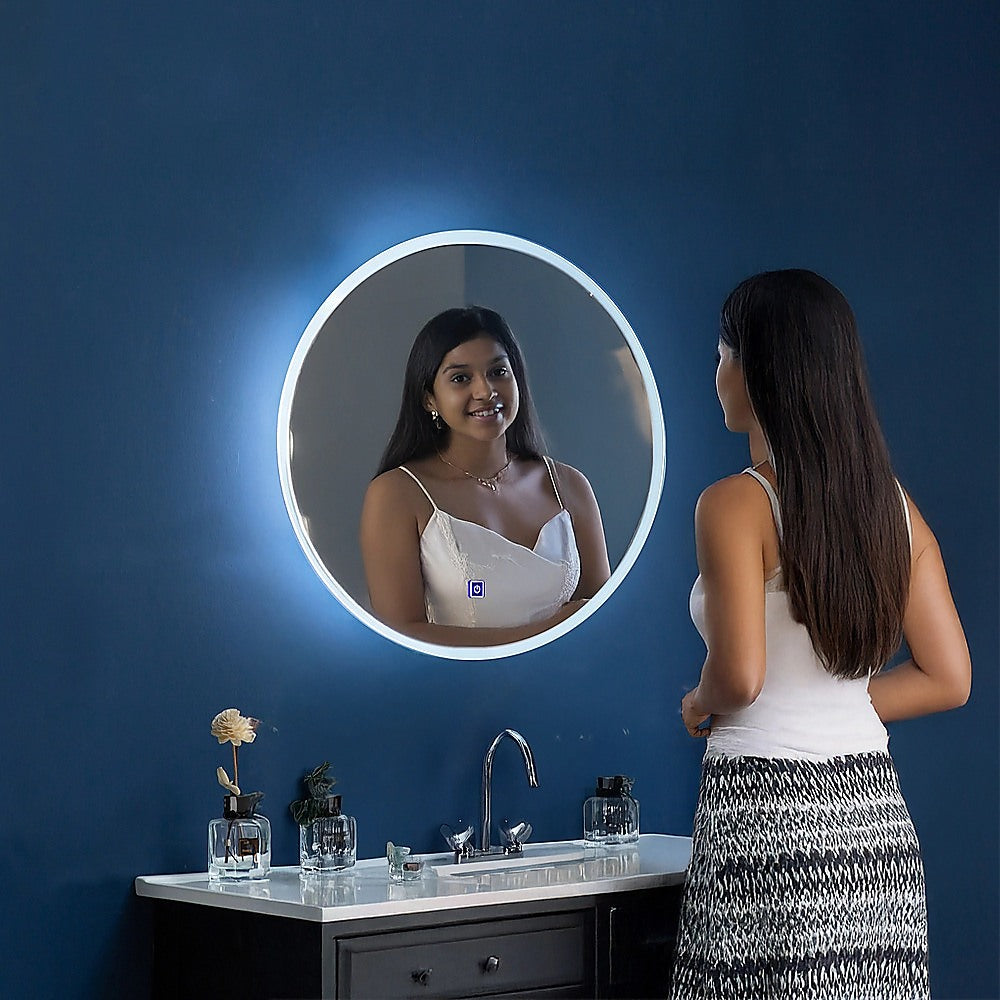 80cm LED Wall Mirror Bathroom Mirrors Light Decor Round - 0