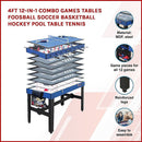 4FT 12-in-1 Combo Games Tables Foosball Soccer Basketball Hockey Pool Table Tennis-3
