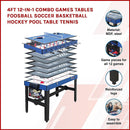 4FT 12-in-1 Combo Games Tables Foosball Soccer Basketball Hockey Pool Table Tennis-3