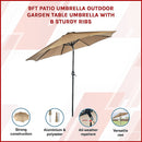 9FT Patio Umbrella Outdoor Garden Table Umbrella with 8 Sturdy Ribs-3