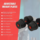 30kg Adjustable Rubber Dumbbell Set Barbell Home GYM Exercise Weights-11