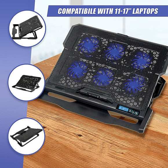 Laptop Cooling Pad with Adjustable Fan Stand – Fits 11" to 17" Notebooks