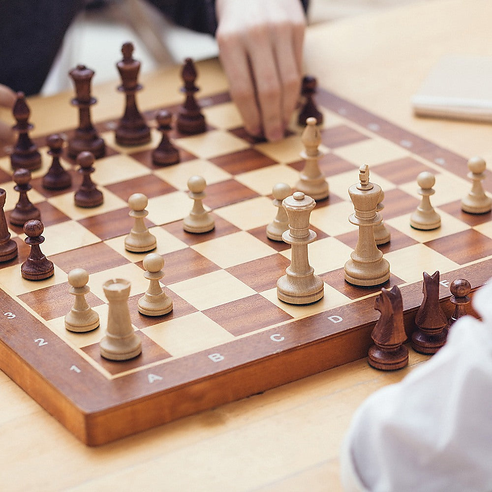 Chess Board Games Folding Large Chess Wooden Chessboard Set Wood Toy Gift - 0