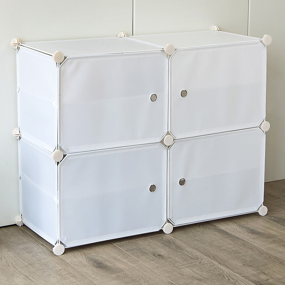 White Cube DIY Shoe Cabinet Rack Storage Portable Stackable Organiser Stand - 0