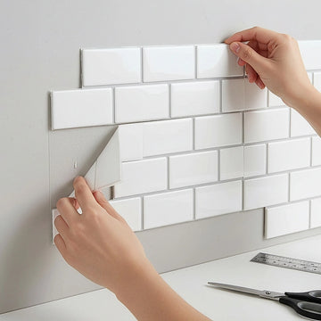 Tiles 3D Peel and Stick Wall Tile Subway White (30 x 30cm x 10 sheets) - 0