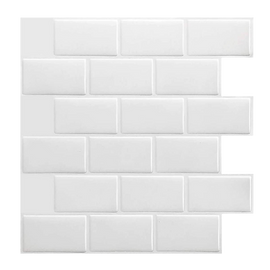 Tiles 3D Peel and Stick Wall Tile Subway White (30 x 30cm x 10 sheets)