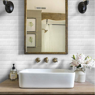 Tiles 3D Peel and Stick Wall Tile Subway White (30 x 30cm x 10 sheets) - 0