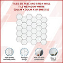 Tiles 3D Peel and Stick Wall Tile Hexagon White (30cm x 30cm x 10 sheets)-3