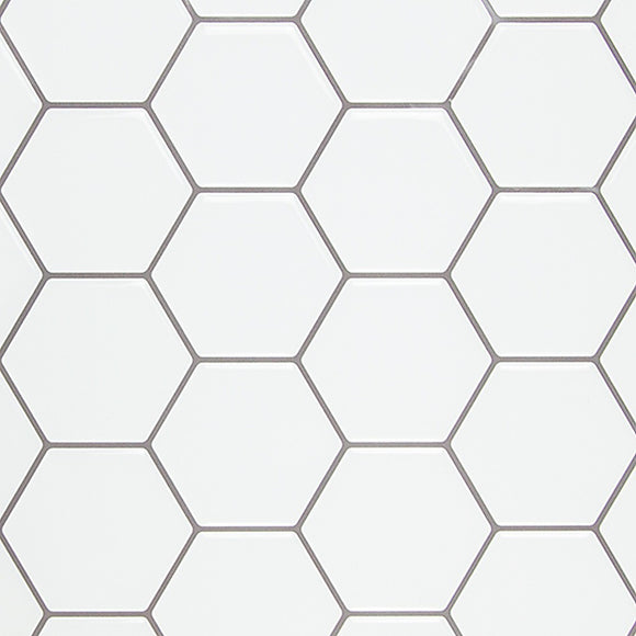 Tiles 3D Peel and Stick Wall Tile Hexagon White (30cm x 30cm x 10 sheets)