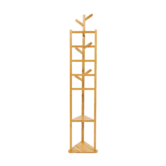 Clothes Coat Rack Garment Stand Shelf Wooden Tree Hanger Bag Hat Hook Holder