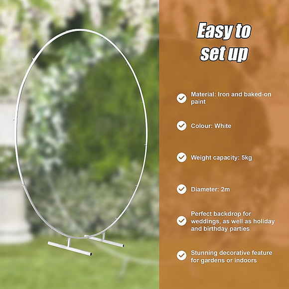 2M Wedding Hoop Round Circle Arch Backdrop Flower Display Stand Frame Background
