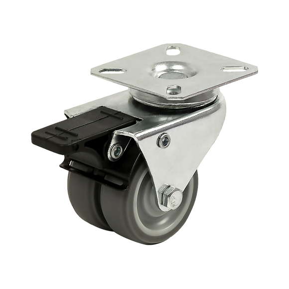 4 x 2" Heavy Duty Swivel Double Wide Castor Wheels Trolley 50mm Furniture Rubber With Brake