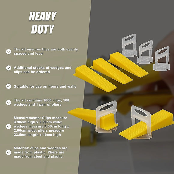 1000x Tile Leveling System Clips Levelling Spacer Tiling Tool Floor Wall