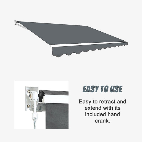 Outdoor Folding Arm Awning Retractable Sunshade Canopy Grey 4.0m x 3.0m