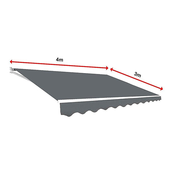 Outdoor Folding Arm Awning Retractable Sunshade Canopy Grey 4.0m x 3.0m