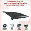 Outdoor Folding Arm Awning Retractable Sunshade Canopy Grey 4.0m x 3.0m-3