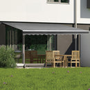 Outdoor Folding Arm Awning Retractable Sunshade Canopy Grey 4.0m x 3.0m-2