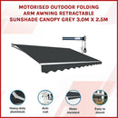 Motorised Outdoor Folding Arm Awning Retractable Sunshade Canopy Grey 3.0m x 2.5m-3