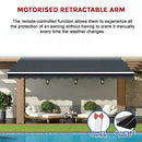 Motorised Outdoor Folding Arm Awning Retractable Sunshade Canopy Grey 3.0m x 2.5m-10