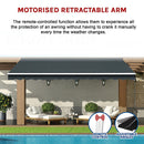 Motorised Outdoor Folding Arm Awning Retractable Sunshade Canopy Grey 4.0m x 3.0m-11
