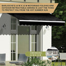 Motorised Outdoor Folding Arm Awning Retractable Sunshade Canopy Black 4.0m x 3.0m-9