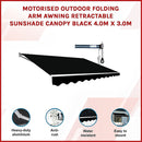Motorised Outdoor Folding Arm Awning Retractable Sunshade Canopy Black 4.0m x 3.0m-3