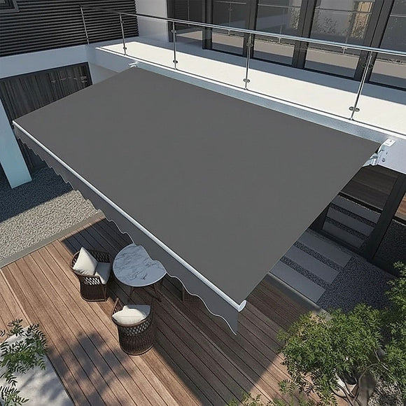 Motorised Outdoor Folding Arm Awning Retractable Sunshade Canopy Grey 5.0m x 2.5m