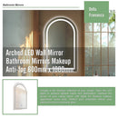 Arched LED Wall Mirror Bathroom Mirrors Makeup Anti-fog 600mm x 1000mm-9