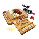 Bertha Bamboo Cheese Charcuterie Board and Knife Set 9 piece Square 34cm Free Delivery-3