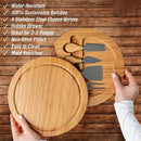 Minnie Bamboo Cheese Charcuterie Board and Knife Set 5 piece Round 22cm Free Delivery-5