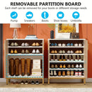 NNETMLT 5-Tier Shoe Cabinet with Geometric Pattern Doors-White/Natural-3