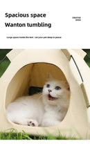 Outdoor Cat House,Pet Tent -Windproof and Dustproof Shelter for Small Pets, Pink, Size: M  40*40*37cm-2