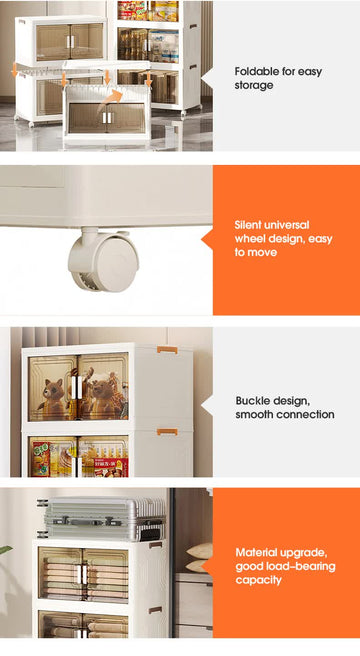 Stackable Storage Boxes with Transparent Doors - Modular Organizer for Home & Pantry 55*32*94cm (3 layer ) - 0