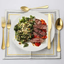 Rose Gold 410 Stainless Steel Cutlery Set - Western Steak Knife, Fork & Spoon Set, 4 Set/20-Piece Dinnerware Set-3