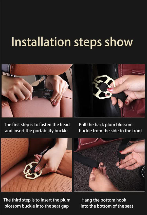 Black Leather Car Backseat Organizer with Foldable Tray Table & Trash Bag - Multi-functional Car Storage Solution