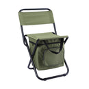 Green Portable 3-in-1 Folding Camping Chair with Storage Bag, Backrest, and Insulated Cooler for Outdoor Fishing, Hiking, and Picnics-1