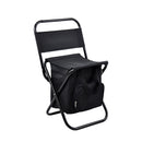 Black Portable 3-in-1 Folding Camping Chair with Storage Bag, Backrest, and Insulated Cooler for Outdoor Fishing, Hiking, and Picnics-1